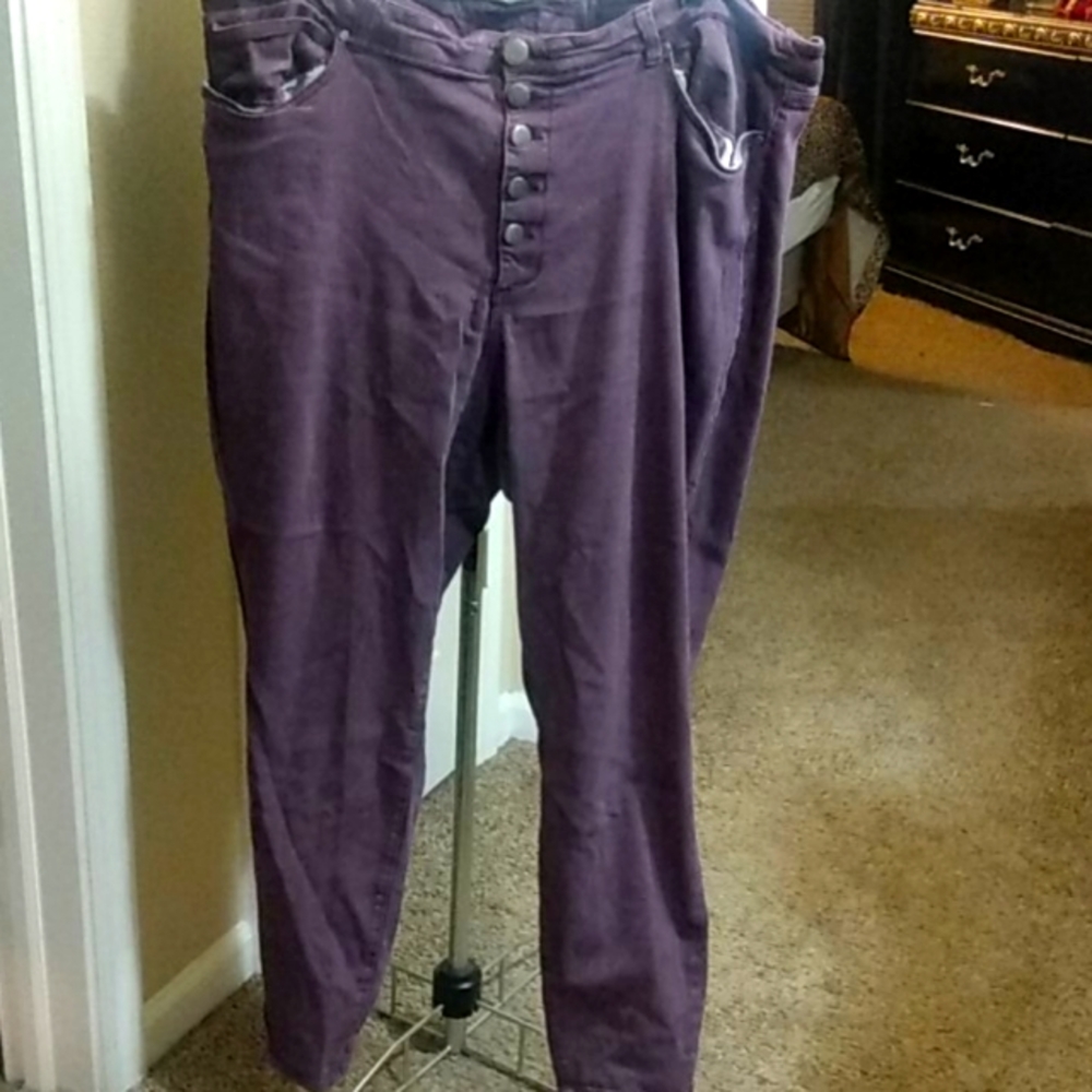 Unique high waist plus purple jeans